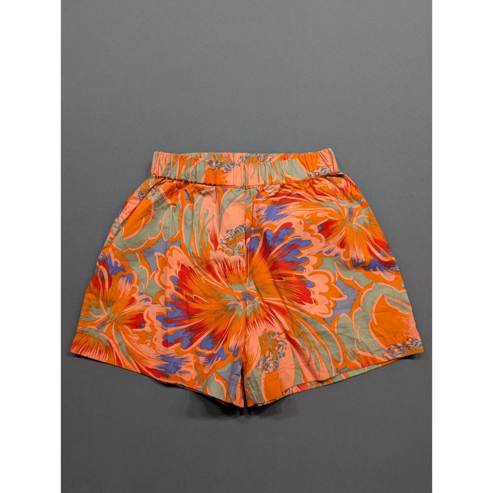 MIKOH Floral Print High-Waist Shorts Size 1 Orange Multicolor